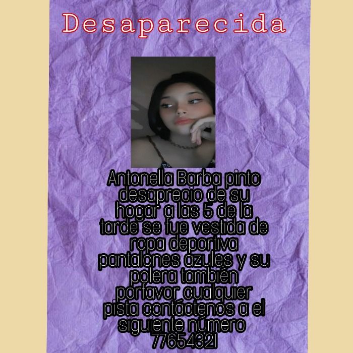 ¡NOTICIA DE ULTIMA HORA!  Adolescente de 12 años desaparecio el dia 18 de noviembre