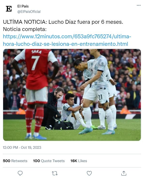 ULTÍMA HORA: Lucho Díaz se lesiona en entrenamiento!