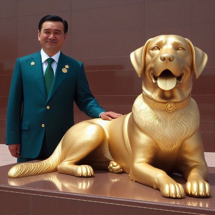 El presidente de Turkmenistan hizo una estatua de oro en honor a su perro