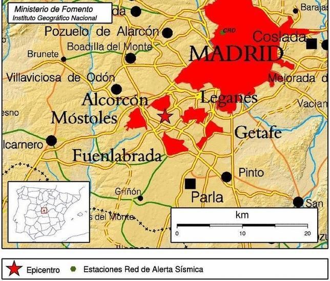 Temblor en la zona madrileña de España.