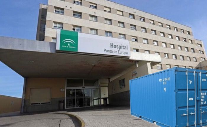 La entrada del hospital Punta Europa de Algeciras contará con el primer contenedor/fumadero como experiencia piloto.