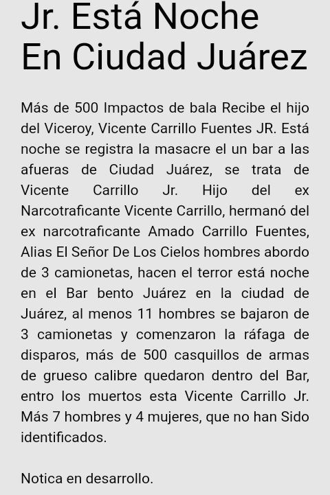 CONFIRMADO, LA MUERTE DE VICENTE CARRILLO JR..