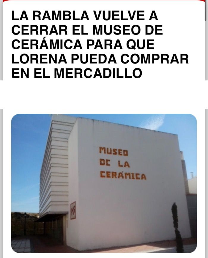 Lorena Muñoz vuelve a cerrar el Museo de cerámica para hacer sus recados