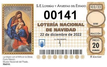 El número premiado con el primer premio en la lotería de Navidad ha sido el 00141