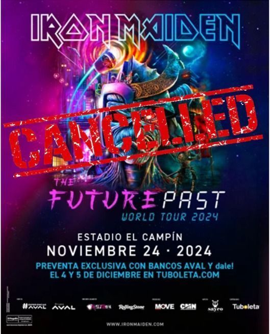Iron Maiden cancela el Future Past World Tour 2024 en Colombia