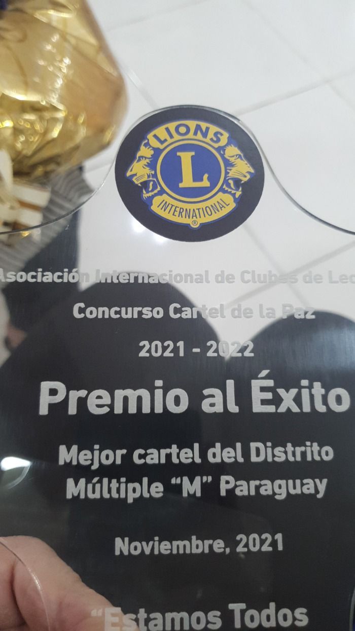 Club de Leones Asunción San Alfonso, DISTRITO M2 PARAGUAY patrocinó al alumno ganador del cartel de la paz