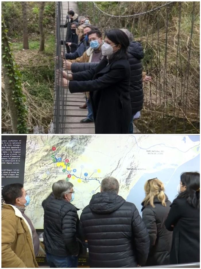 Representants del Govern de Catalunya i de la Generalitat Valenciana, visiten l’entorn del Sénia .Amb la idea de fer-ho navagable, des del Pont de l'Olivar fins a la desembocadura