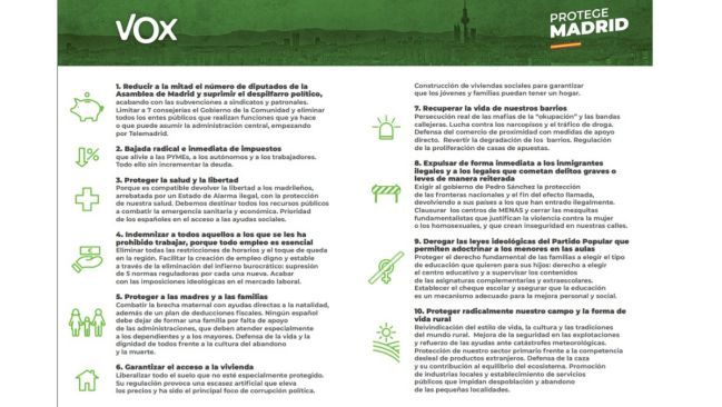 Programa Electoral de Vox en Comunidad de Madrid