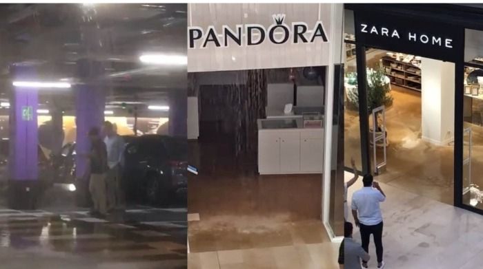 Inundación en el nuevo centro comercial Lagoh en plena inauguración